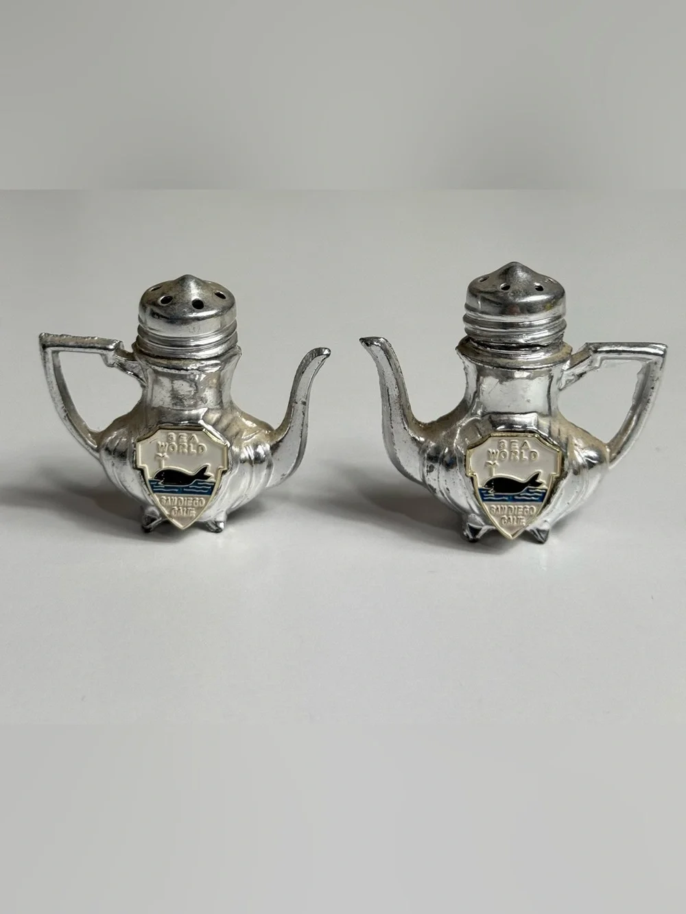 Silver Teapot-Shaped Salt and Pepper Shakers Sea World San Diego